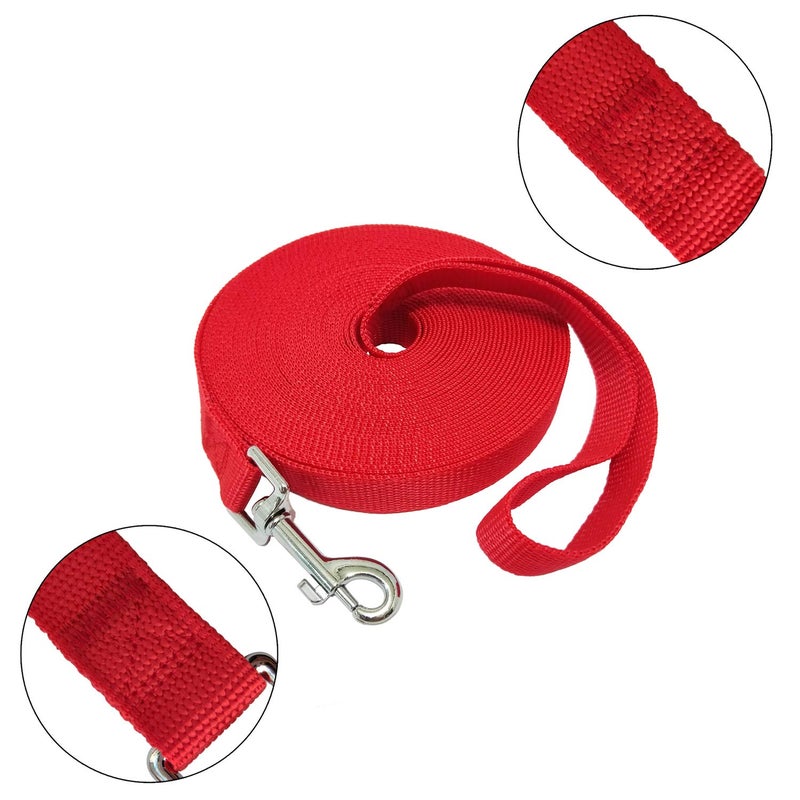 MANDAO Nylon Training Dog Leash for Small Medium Large Dogs, 15ft 20ft 30ft 50ft Long Leash Dog/Puppy Lead for Obedience Recall Training, Camping (30ft, Red) - Image 2